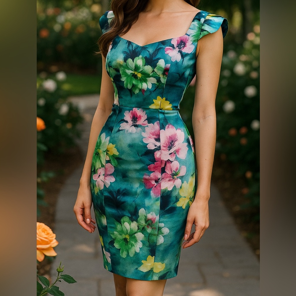 Necessary Objects Dress - Tropical Teal Floral NEW